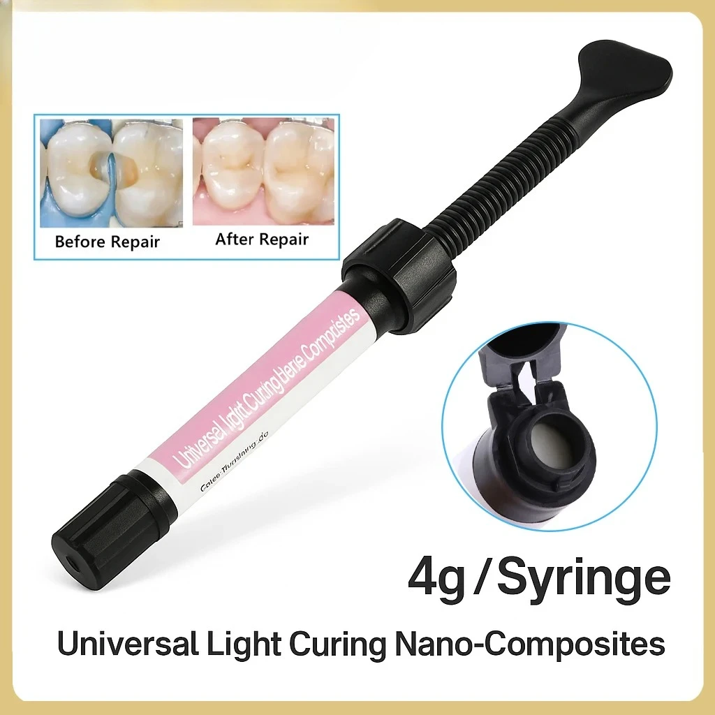 

4g/Syringe Universal Nano Hybrid Composite Resin - Light Cure Flowable Dental Material for Tooth Restoration (A2/A3 Shades)