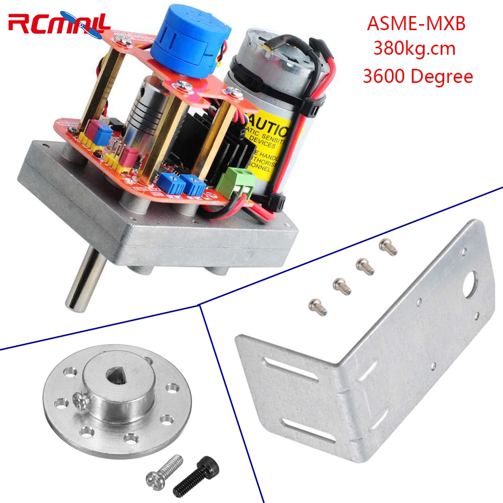 ASME-MXB 380kg.cm High Torque Servo Steel Gear 12V~24V Extra-large 3600° Servo Motor for Large Robot Arm Robotic Manipulator