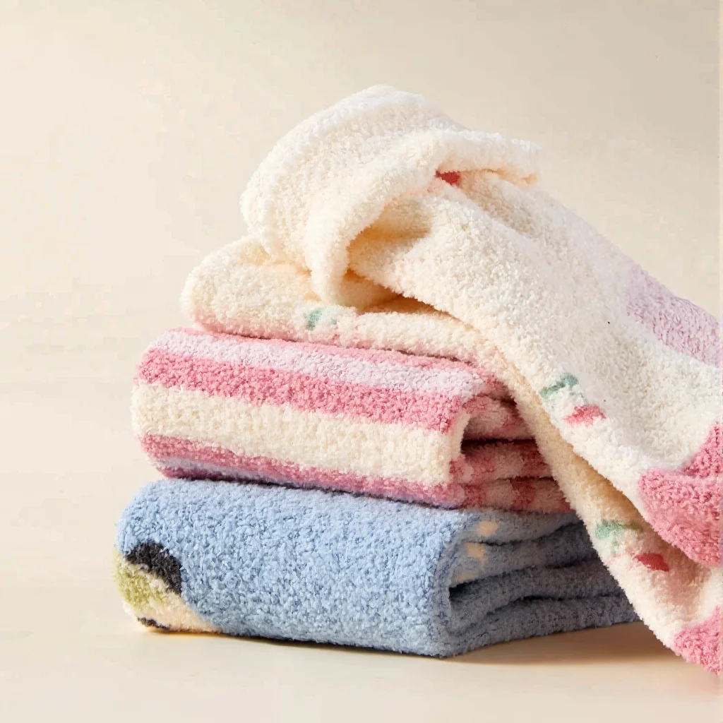 Thick Warm Non Slip Baby Soft Skin-friendly Children's Socks Cute Pink Printed Boys/Girls Kid's Socks 3 Pairs Winter 1-3Y