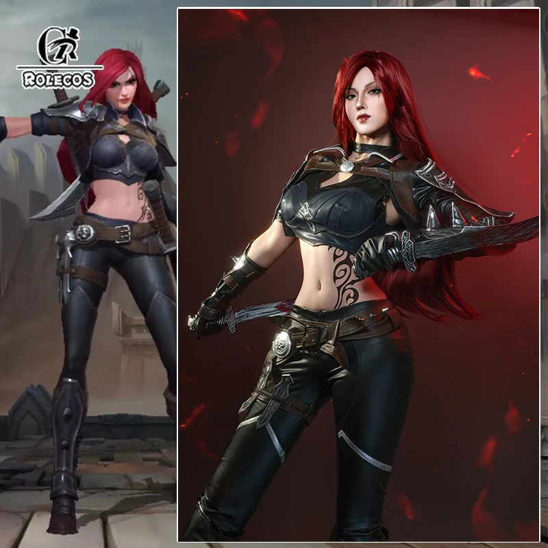 

ROLECOS LOL the Sinister Blade Katarina Cosplay Costume Game LOL Katarina Assassin Combat Outfit Halloween Women Suit New Skin