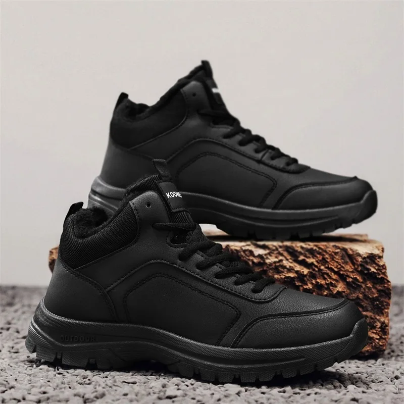 الشتاء الرجال الأحذية الدافئة أفخم الرجال الثلوج الأحذية في الهواء الطلق الرجال المشي لمسافات طويلة حذاء من الجلد أحذية عمل عالية الجودة الشتاء عدم الانزلاق أحذية رياضية #5