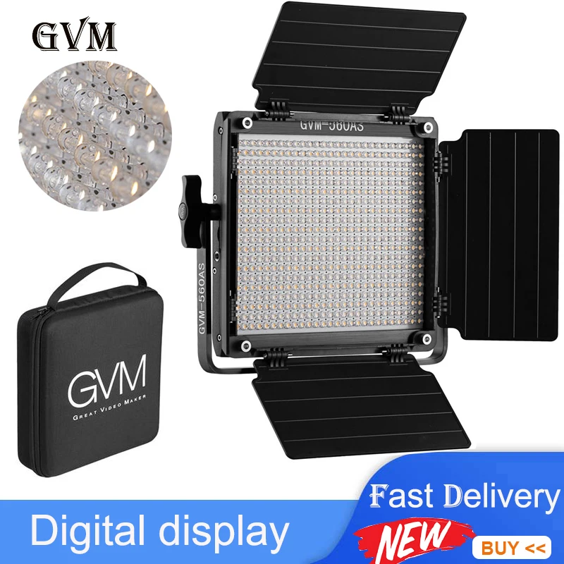 

GVM 560AS Bi-Color LED Photographic Lighting Video Studio Light App Remote Digital Adjustable 560 LED Lamp Panel Kit