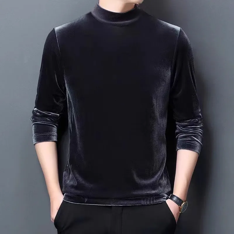 

Thiened Long Sve Velvet T-irt Men's Casual High Collar Winter Warm Dirt Resistant Wear Resistant Base Layer irt