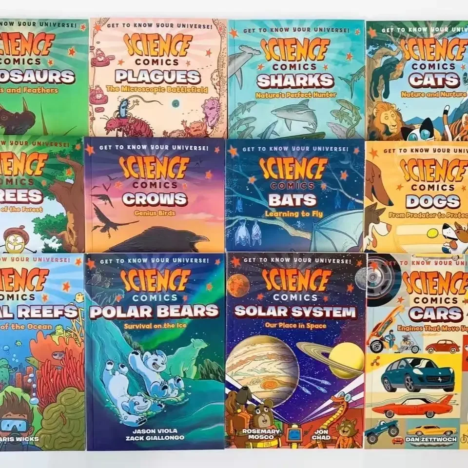 24 Books/Set English Science Comics Plants Animals Enlightenment Primary School Children Storybook Picture Novel