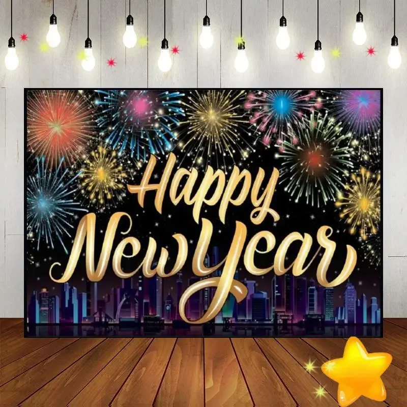

Happy New Year Party Custom Birthday Backdrop Grandiose Fireworks Background Photography Backdrops Cheers The Photo Baby Shower