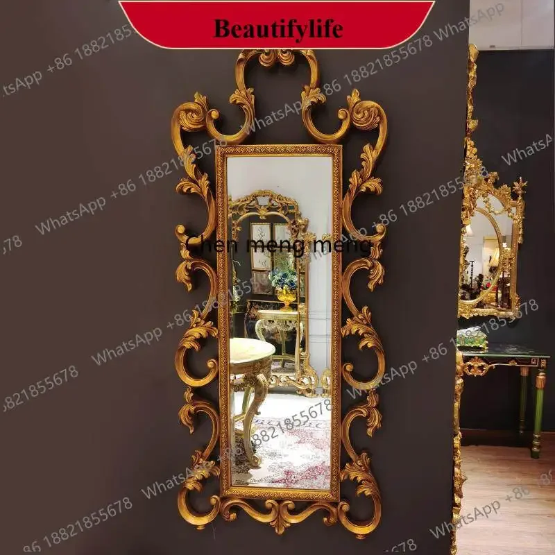 a17  home French retro carved full-body mirror against the wall wall-mounted dressing mirror wall-mounted fitting mirror