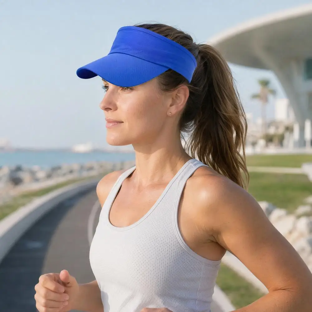 Hollow Top Hat Empty Top Sun Hat with Curved Brim Sweat-absorbent Outdoor Sports Cap Anti-slip Running Hiking for Tennis