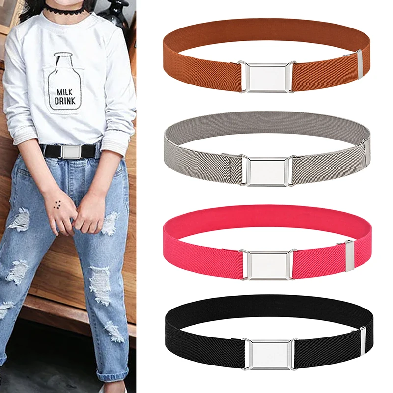 

Women's Adjustable Elastic Stretch Belt Comfortable Invisible Waist Belt For Jeans Dress Square Easy Buckles Waist Belt