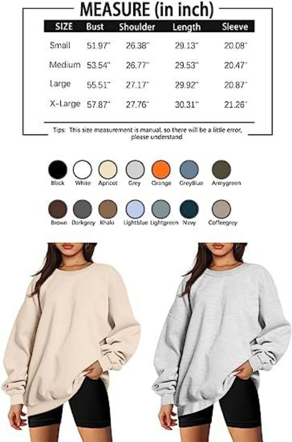 Autumn 2024 Oversized Korean Casual Tops Women Round Neck Long Sleeve Sweatshirts Ladies Loose Fit Solid Color Pullovers Spring