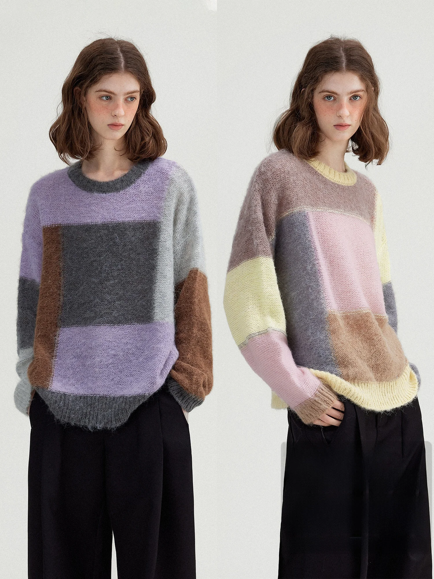 

Warm Cozy round Neck Knitted Sweater Women's Alpaca Wool Vintage Weave Feel Spring Color Palette LetM Commute Style Loose Fit