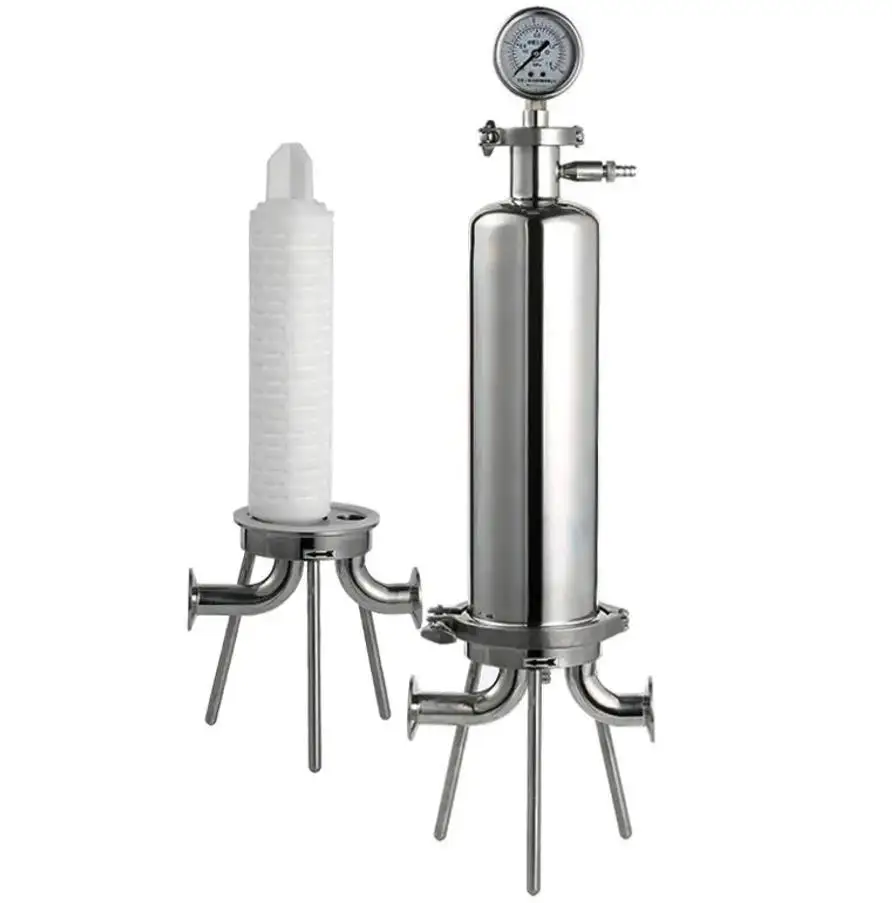 

1-1/2" Stainless Steel 304 Single Cartridge Filter Housing with New Filter Element for Industrial Filtration Equipment