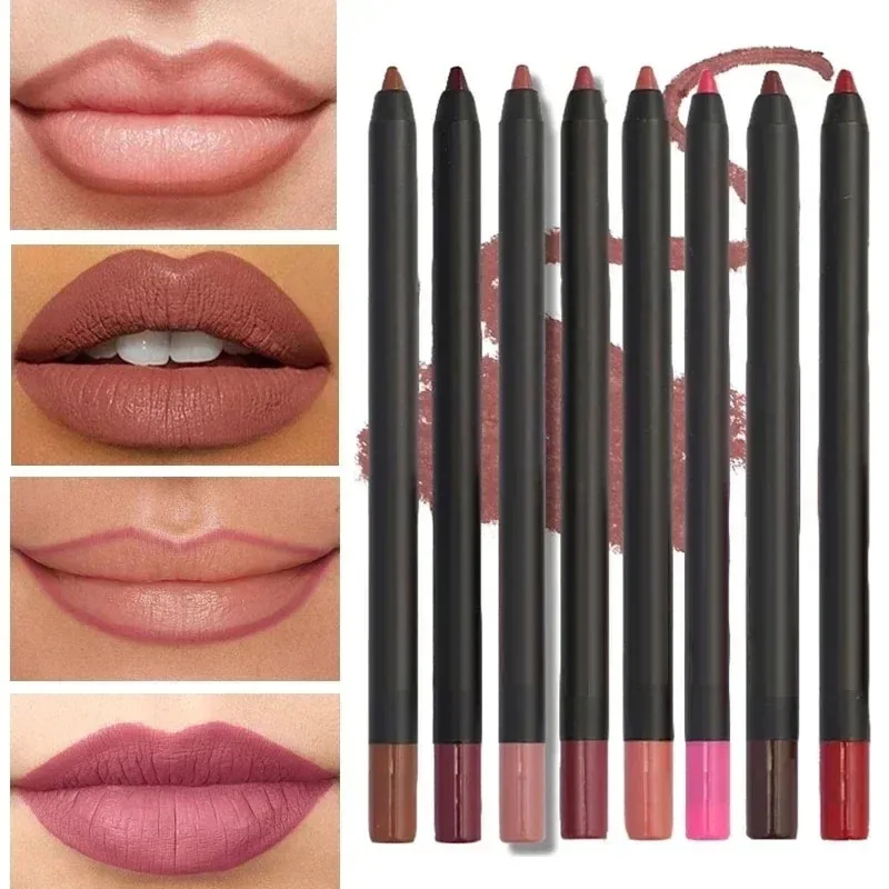 Lasting Nude Brown Lip Liner Pen Matte Lipstick Pen Waterproof Lips Makeup Women Sexy Red Non-stick Cup Lips Contour Cosmetics