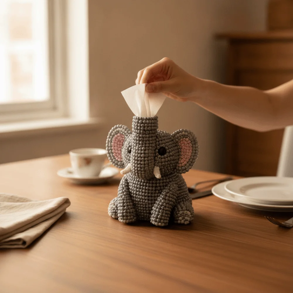 Pelican Elephant Kangaroo Shape Beaded Animal Tissue Box Kit Handmade Colorful Beads Beaded Animal Making Material Kit 3 D