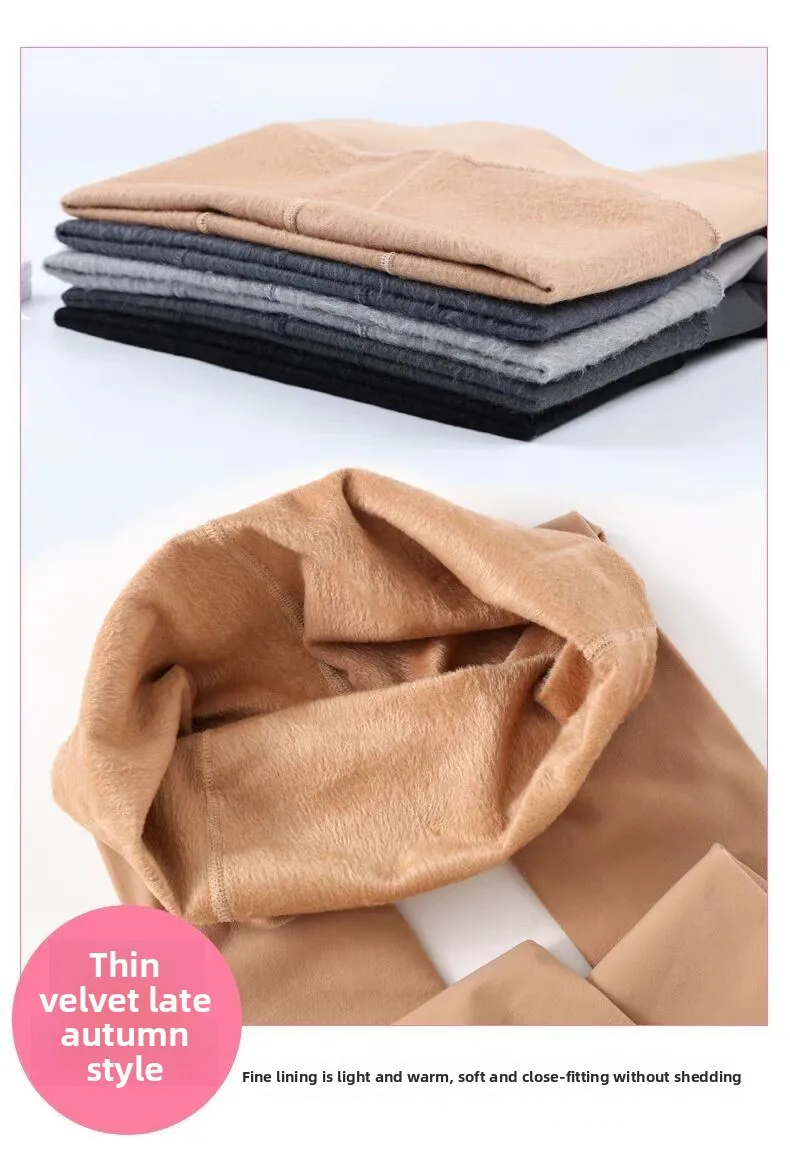 الدافئة مفتوحة المنشعب كابري السراويل النساء صوف مبطن الشتاء طماق 7 8 الحرارية التمهيد قطع الجوارب حجم كبير البقاء حتى الفخذ العليا الجوارب #3