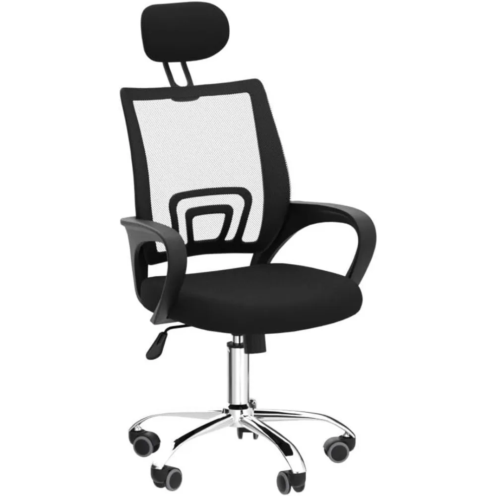 Comfortable Chair Office Chair With Mid Back and Chrome Base Black Computer Armchair Gaming Gamer Ergonomic Pc Swivel Furniture