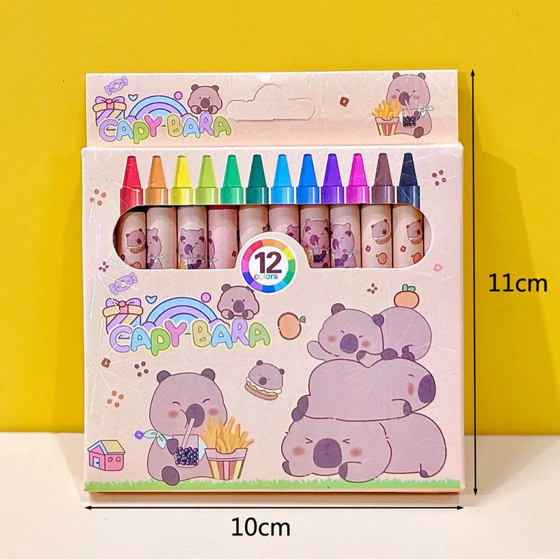 12/36pcs Crayons 12 Colors Cartoon Capybara Crayon Colored Draw Pencil Painting Pen Graffiti Kid Party Birthday Gift