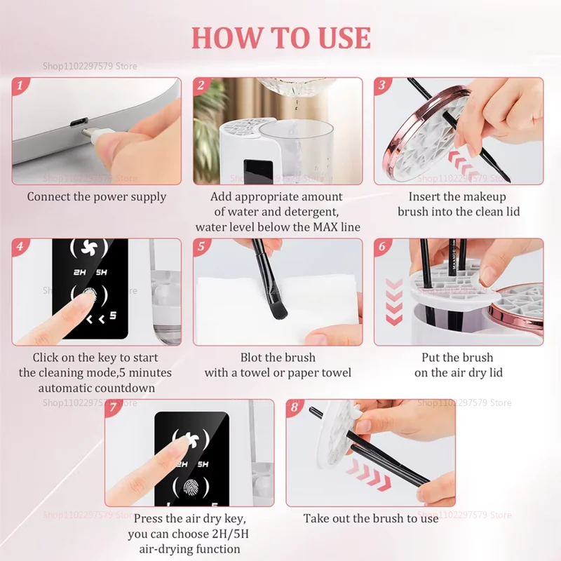 New Makeup Brush Cleaner Washing Drying Machine Timer Compatibl with Beauty Tools Perfect for Daily Use and Valentine's Day Gift