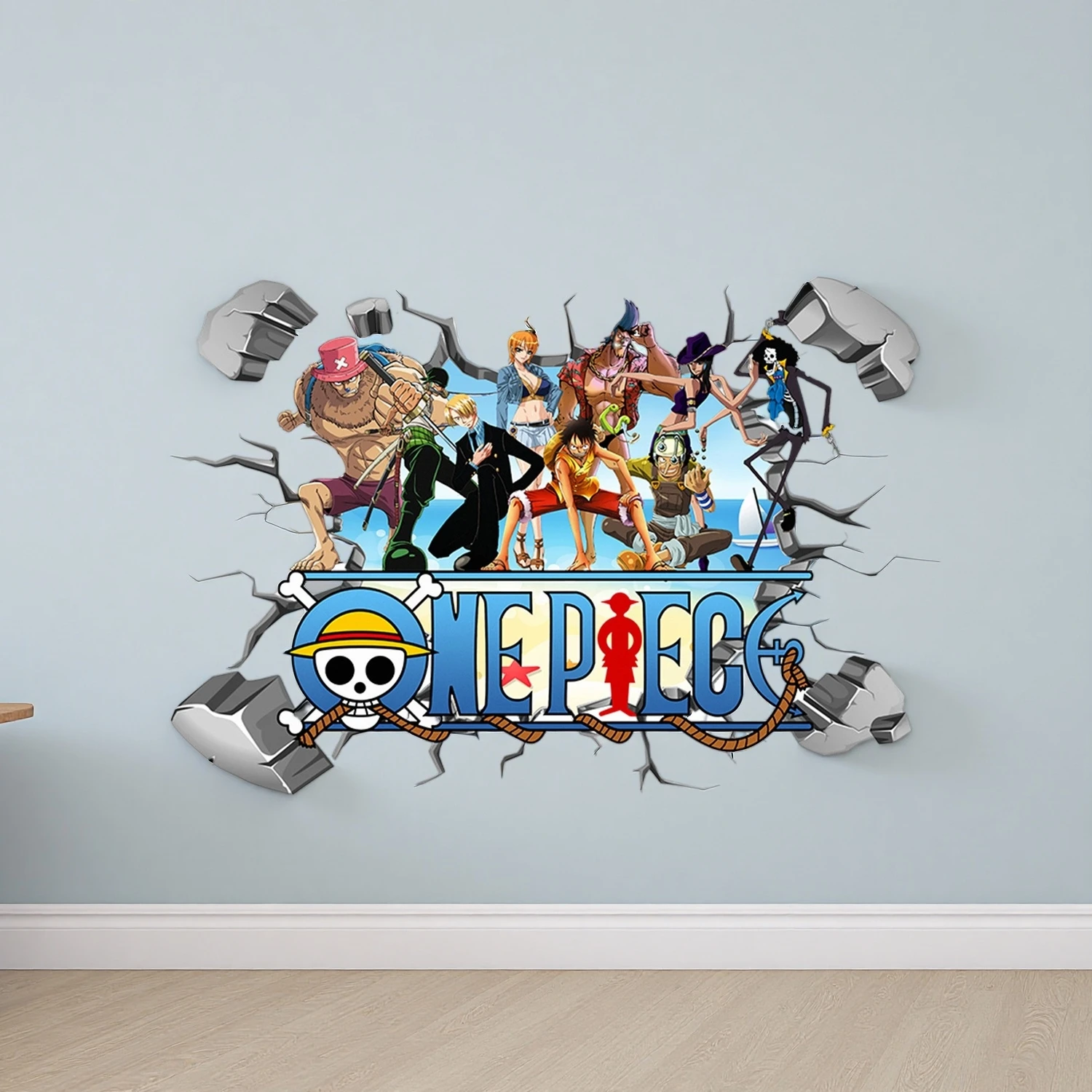 Cartoon One Piece Luffy 3D Wall Stickers For Kids Room Decoration Home Bedroom Decor Movie Self Adhesive Stickers - view 5