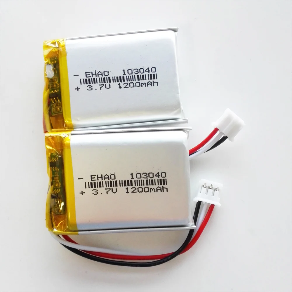 3.7V 1200mAh Lipo Rechargeable Battery 103040 + JST 3pin 2.0 Plug For Camera MP3 DVD GPS PSP Bluetooth Speaker Power Bank