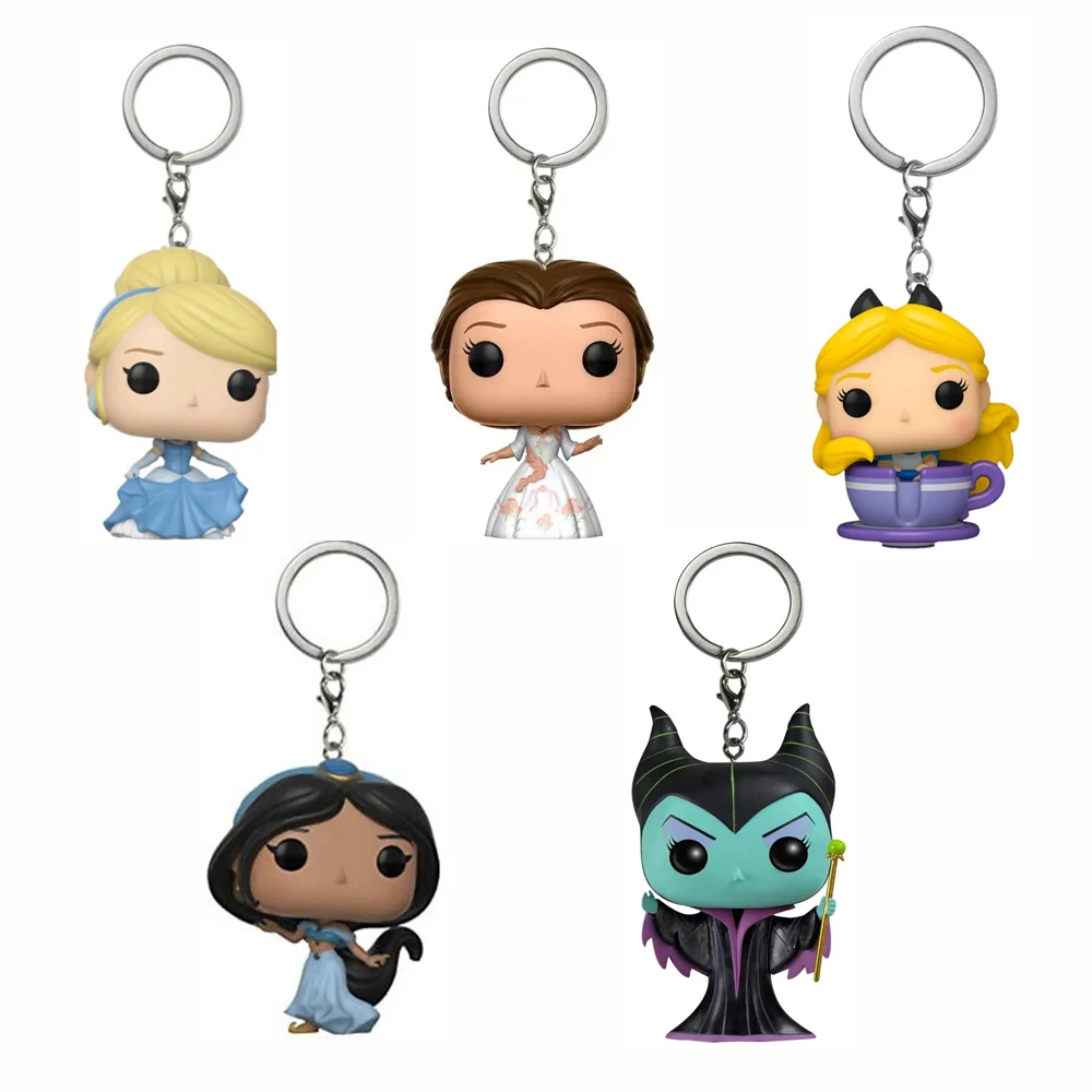 New Model Fairy Tale Princess Keychain  PVC Figure3D Vinyl Backpack Pendant Keyring Collection Party Birthday Gift