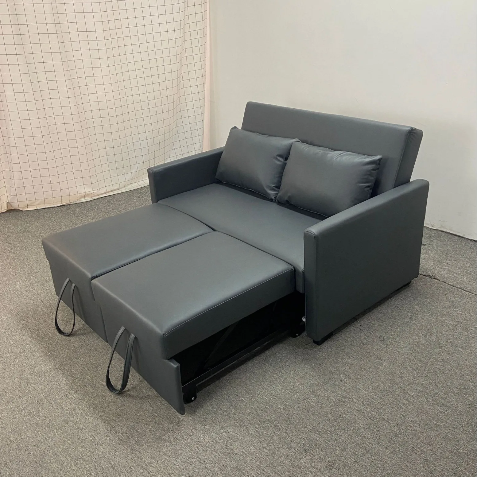 Reclining Foldable Leather Dual-Purpose 1.3m Double Sofa Bed for Small Spaces