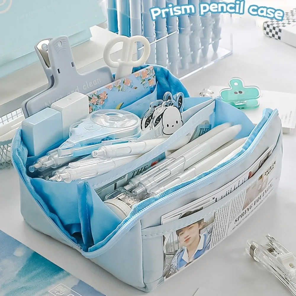 Multilayer Transparent Layer Pencil Case Prism-shaped Zipper 10 Layers Pencil Case Simplicity High Face Value