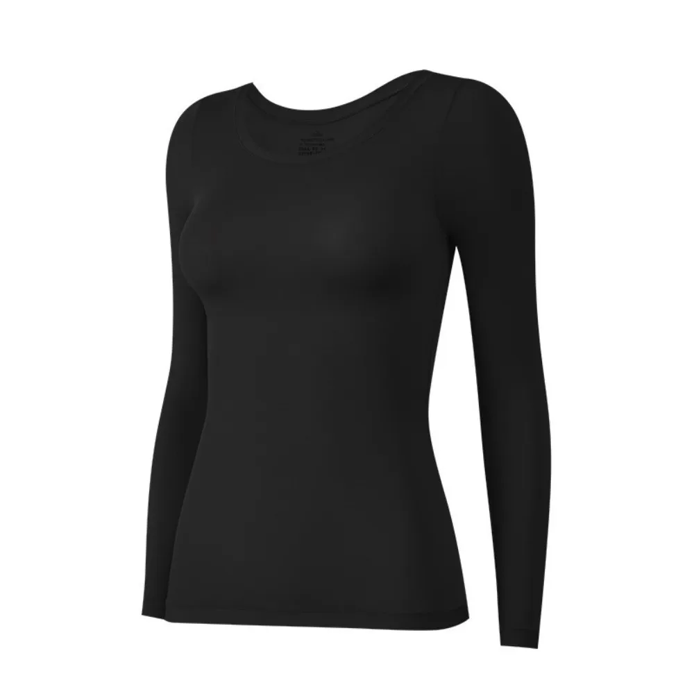 Ultra Thin Women Thermal Clothes Tops and Pants Set Round Neck Thermal Underwear Feel Heating Lingerie Warmth Long Pants