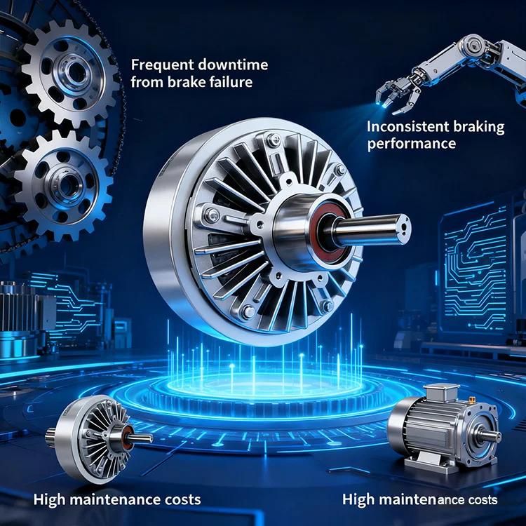 Fornecimento de fábrica de freio de pó magnético OEM personalizado, motor de freio magnético CA seguro e seguro para peças de transmissão de energia de alimentos