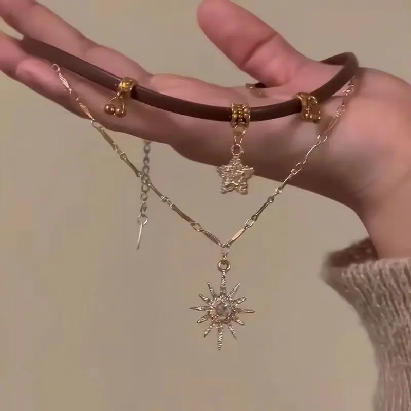 سلسلة عنق مثمنة رائعة ورائعة من جلد البولي يوريثان، قلادة نسائية ذات تصميم متخصص، سلسلة الترقوة ذات الياقة الممتازة