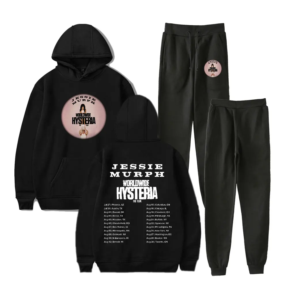 

Jessie Murph 2025 Worldwide Hysteria The Tour Merch Hoodie Suit Pocket Drawstring Hoodie Streetwear Man/Woman 2 Pieces Sets