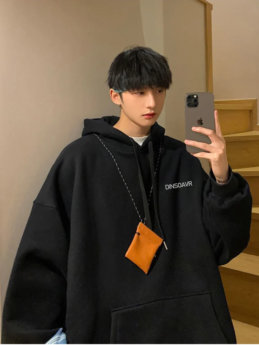 

Oversize Hoodie Men's Loose Versatile Spring Autumn Lazy Style Handsome Jacket Hooded Top Casual Comfortable Cotton Polyester