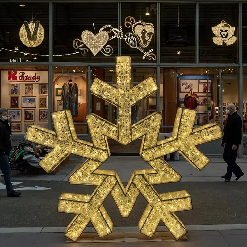 Large 3D LED Snowflake Light Outdoor Waterproof Christmas Decoration for Street Park Landscape Holiday Scene Display