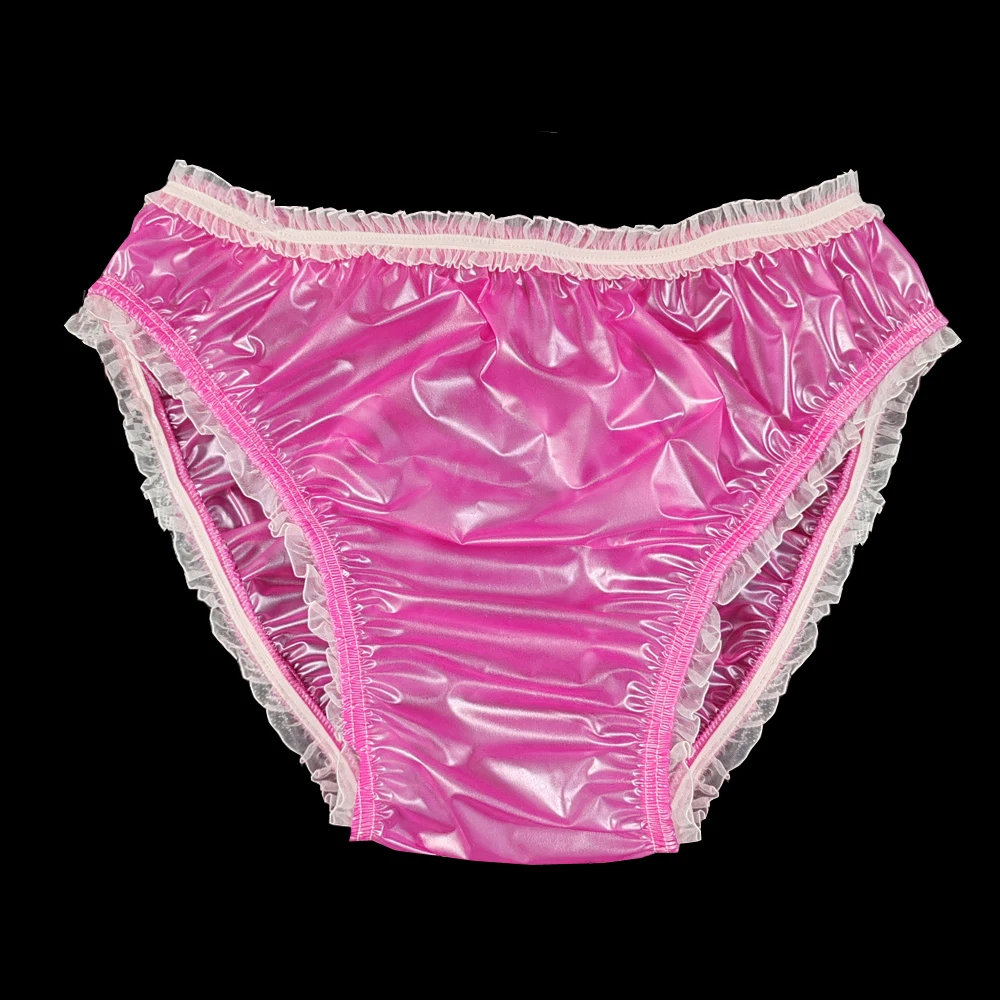 

Smooth soft PVC Translucent Sexy Low-rise Couple Love Briefs With Lace Edge See-through Underwear