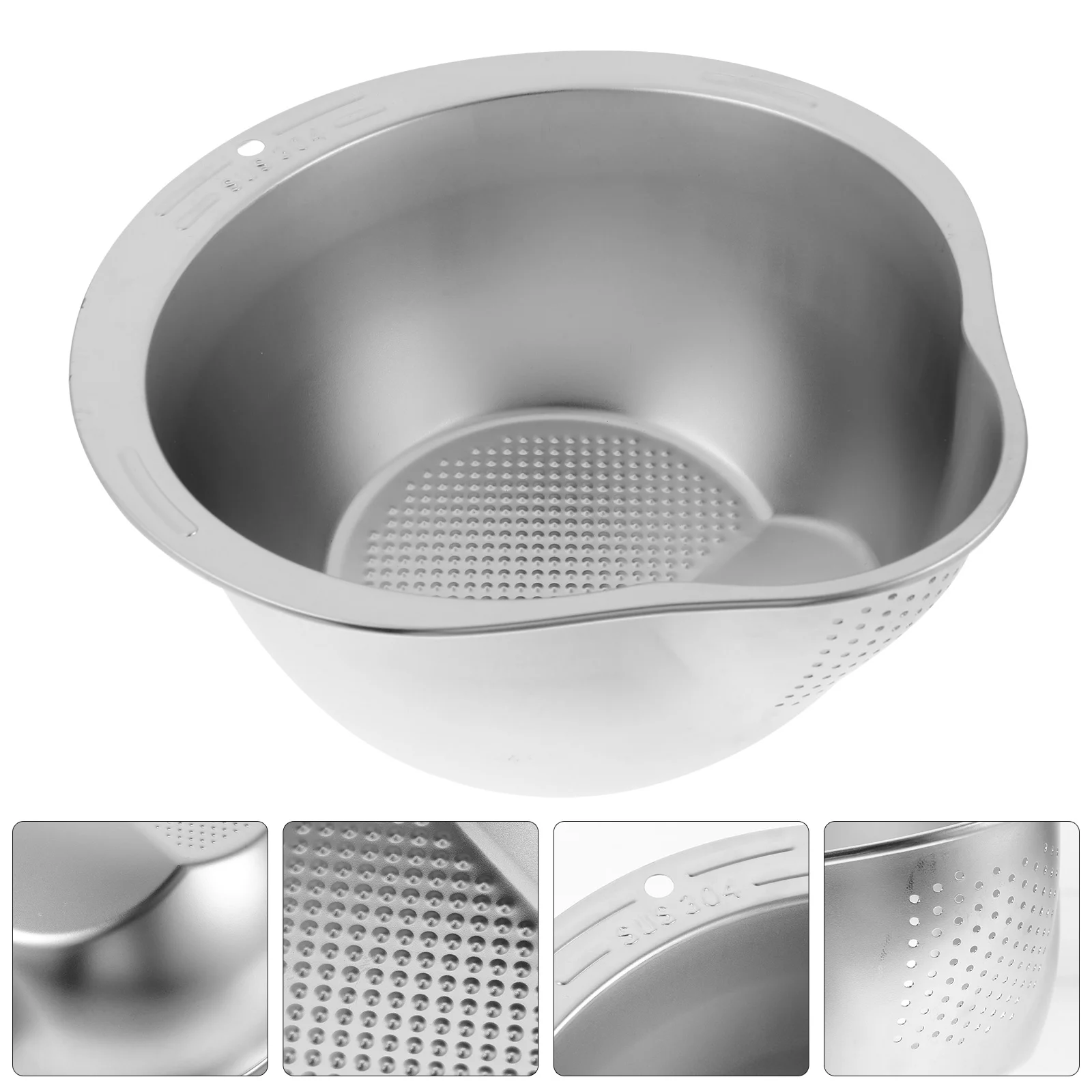 

Stainless Steel Rice Bowl Cleaner Fine Mesh Colander Multifunction Metal Drainer Strainer Vegetable Washing Basin