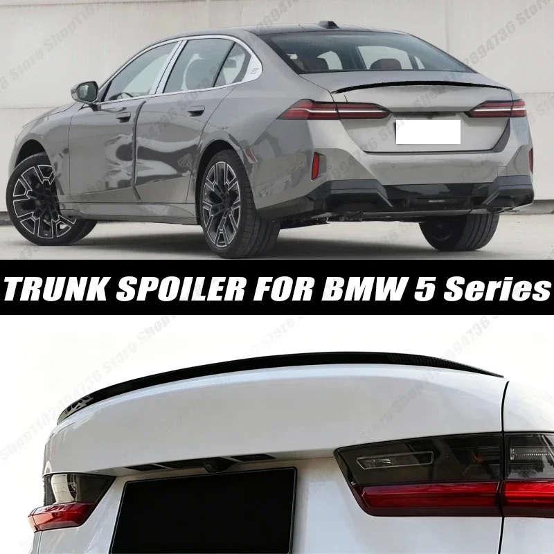 120CM Glossy Black Soft Rubber Universal Rear Trunk Spoiler 5D Carbon Look Tail Wing Fit For BMW 5 Series Sedan Car Accessories