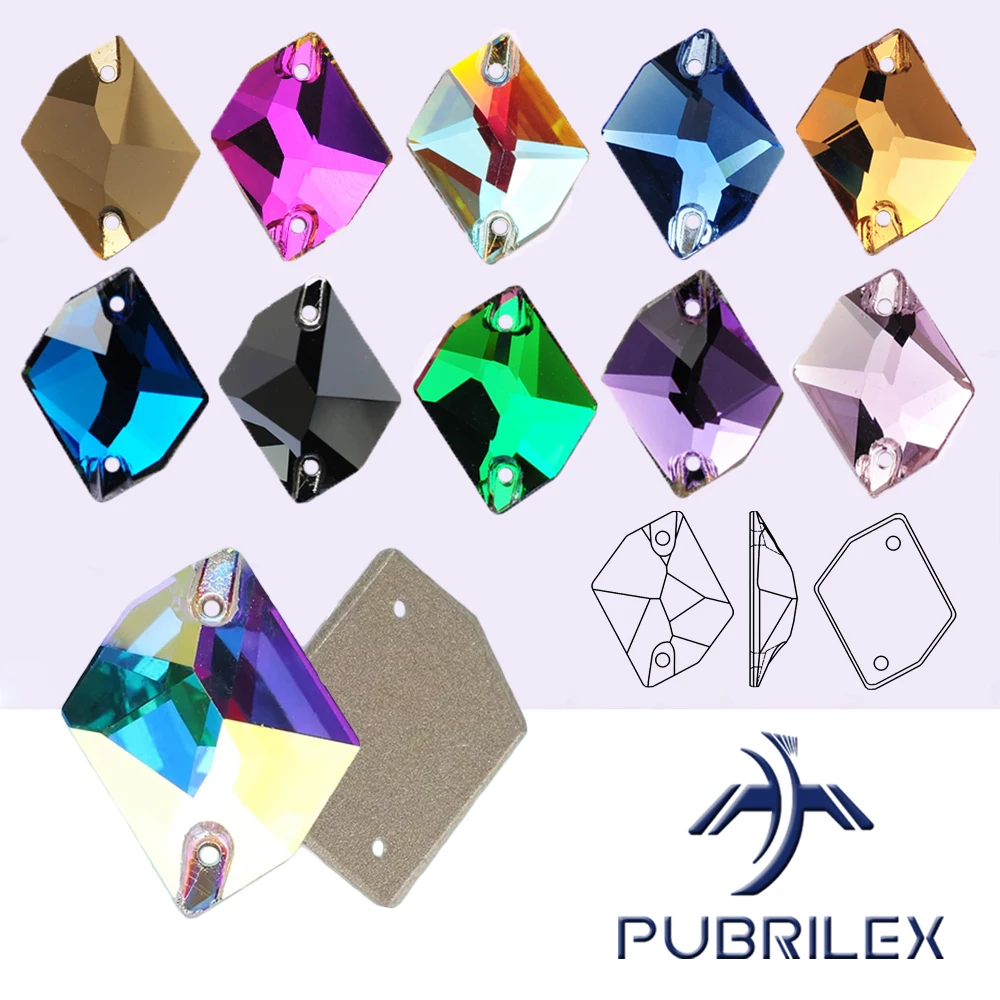 PUBRILEX Glass K9 Glass Cosmic Sewing Rhinestones Strass Edges with Chamfers Sew on Strass for Wedding Garment Dress Clothing