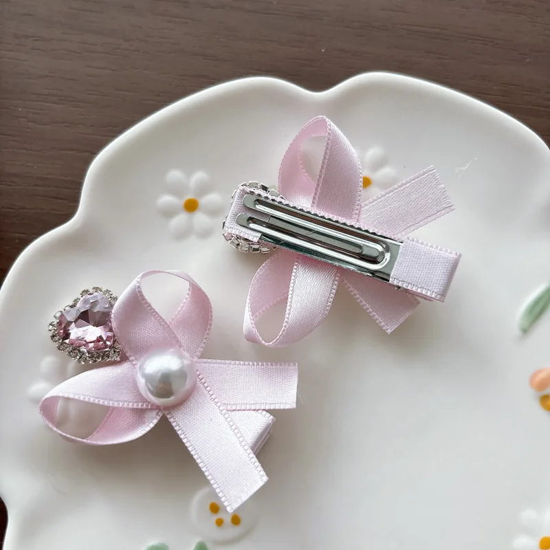 Sweet Princess Lace Bow Fabric Hair Clip Cute Side Bangs Press Clip for Girls Hair Claw Adorable Child Hair Accessories image 3