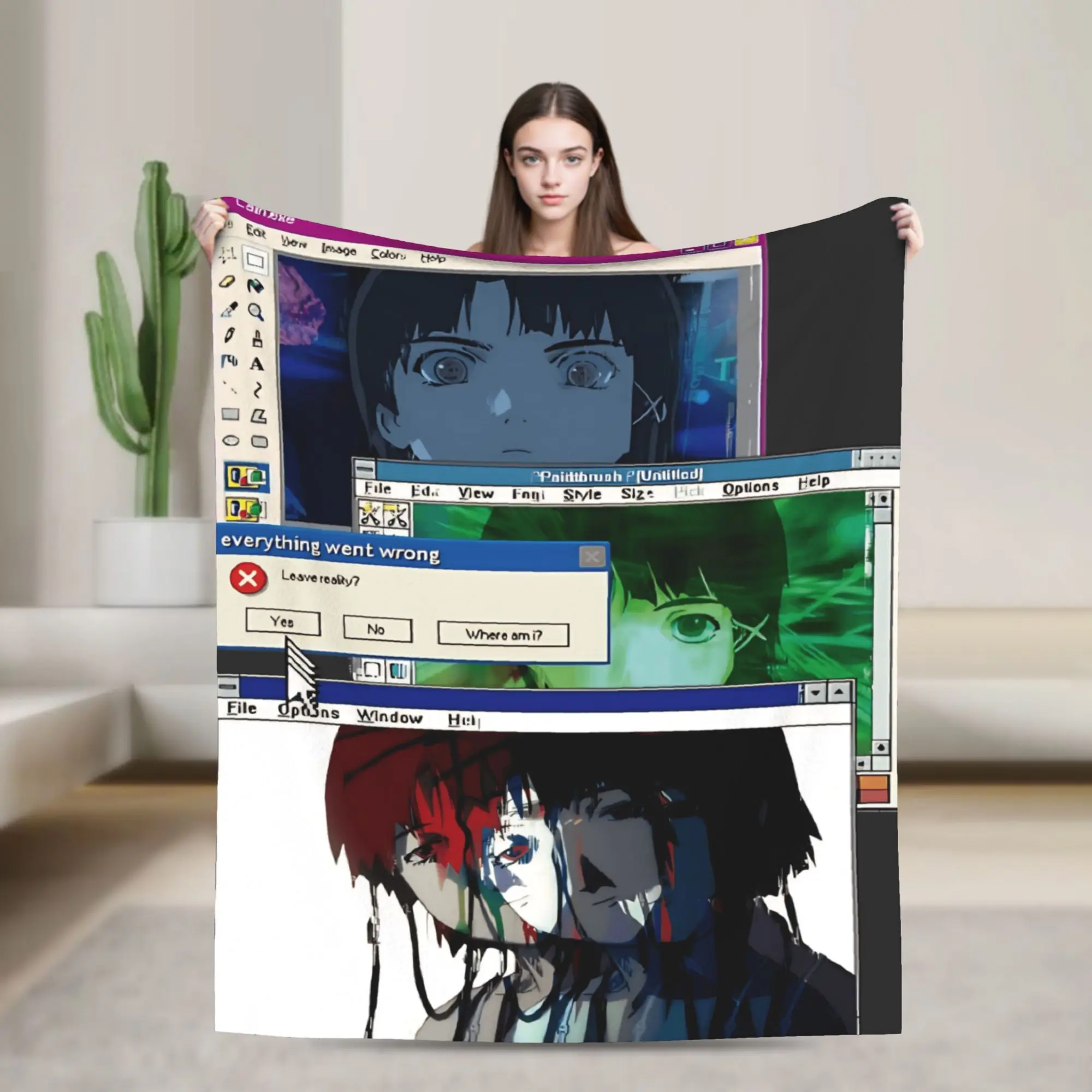 Anime Serial Experiments Lain Plush Blanket Girls Boys  Flannel Bedding Throws For Home Decor Warm Soft  Quality Bedspread Gift