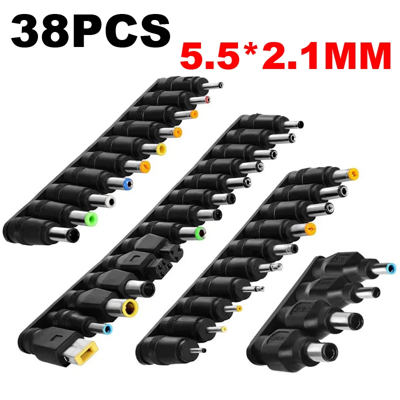 

38PCS Universal 5.5mmx2.1mm 5521 DC AC Power Adapter Tips Connector Kits for Lenovo Thinkpad Laptop Power Supply Plug Jack Sets