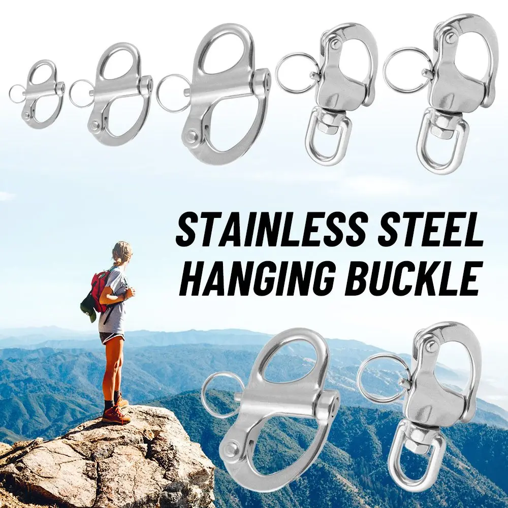 Stainless Steel EDC Carabiner Hanging Quick Release Hanging Belt Buckle Clip Removable Keychain Outdoor Portable Equipment Tool