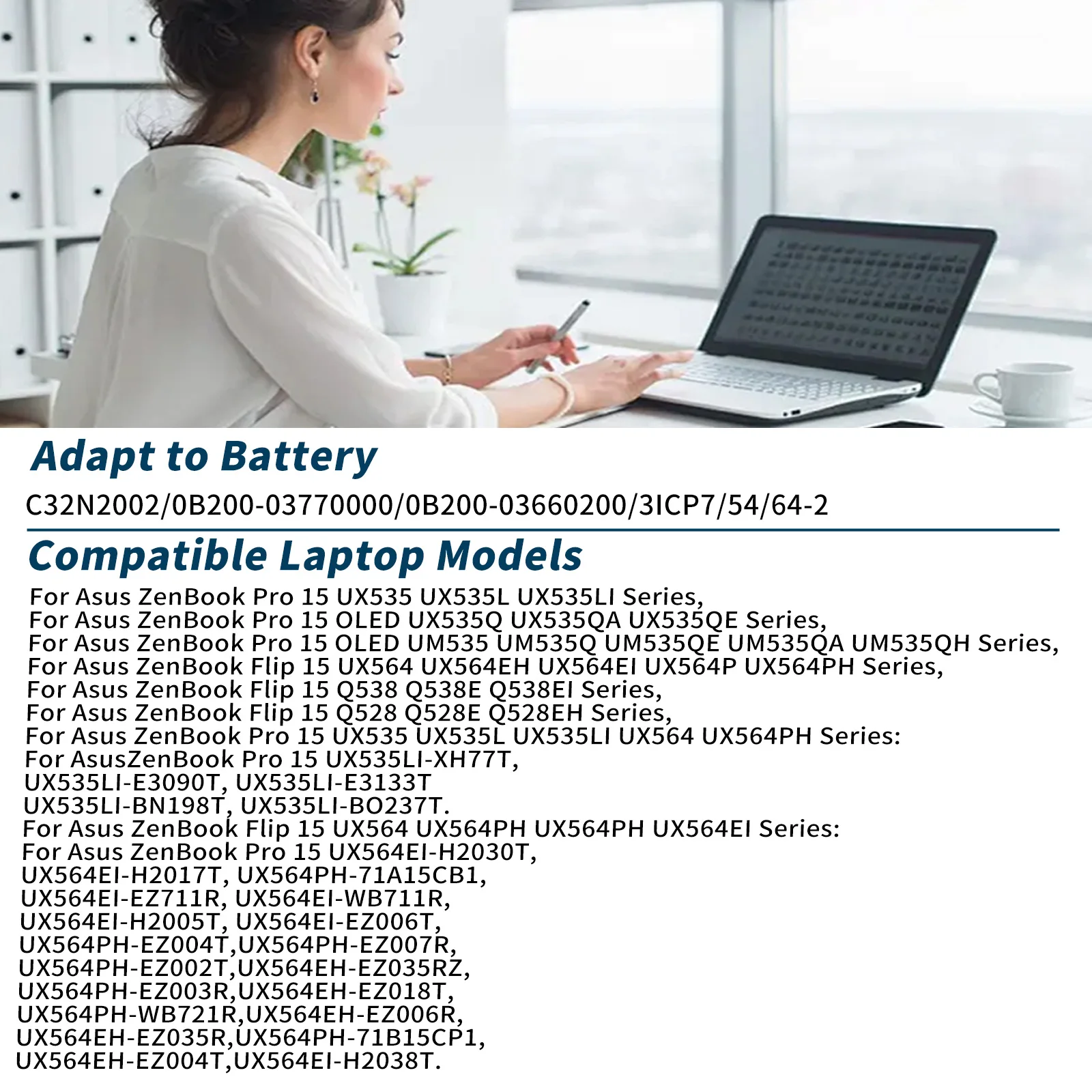 C32N2002 Laptop Battery for ASUS ZenBook Pro 15 OLED UX535 UX535LI UX535LH UM535 UM535QA UM535QE UM535QH Notebook Bateria 96Wh