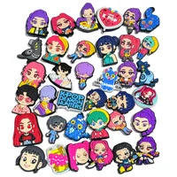 36-100 Uds KPop Demon Hunters dijes para zapatos accesorios de PVC DIY zapatos hebilla decoraciones ajuste pulsera fiesta regalos para niños