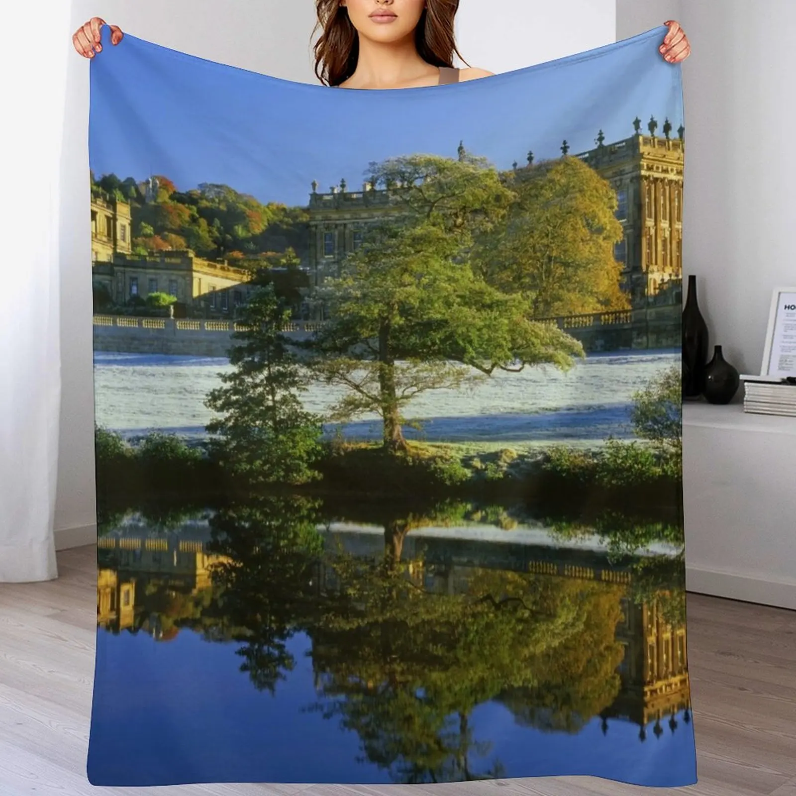 

Chatsworth House in Winter Throw Blanket Stuffeds Weighted Warm Custom Blankets