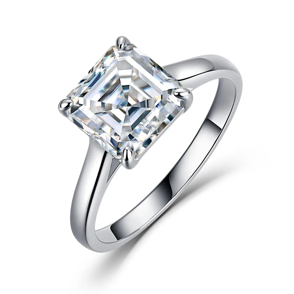 Apexelle Brand Luxury Jewelry 925 Sterling Silver Rings For Women Moissanite Diamond Emerald D Color Ring Dainty Jewelry