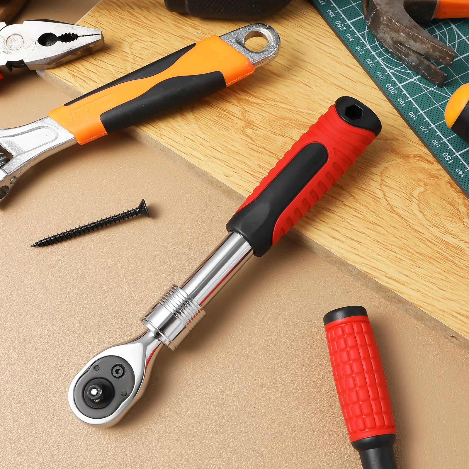 

Telescopic Wrench Adjustable Spanner 72 Teeth High Efficiency Extendable Handle Steel Construction Ergonomic Grip Household