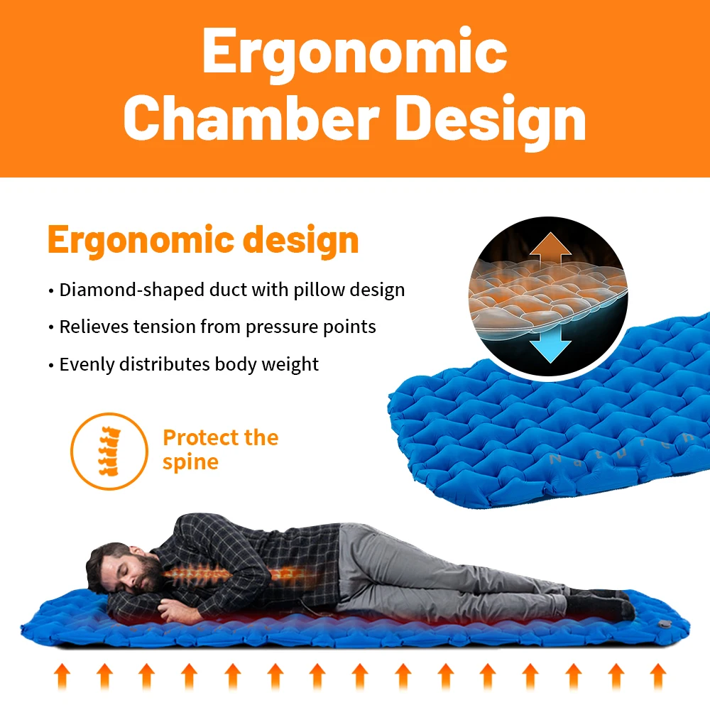 Naturehike Inflatable Mattress Air Cushion Portable Sleeping Mat Damp Proof Waterproof Pad Hiking Camping Ultra-Light Travel Mat