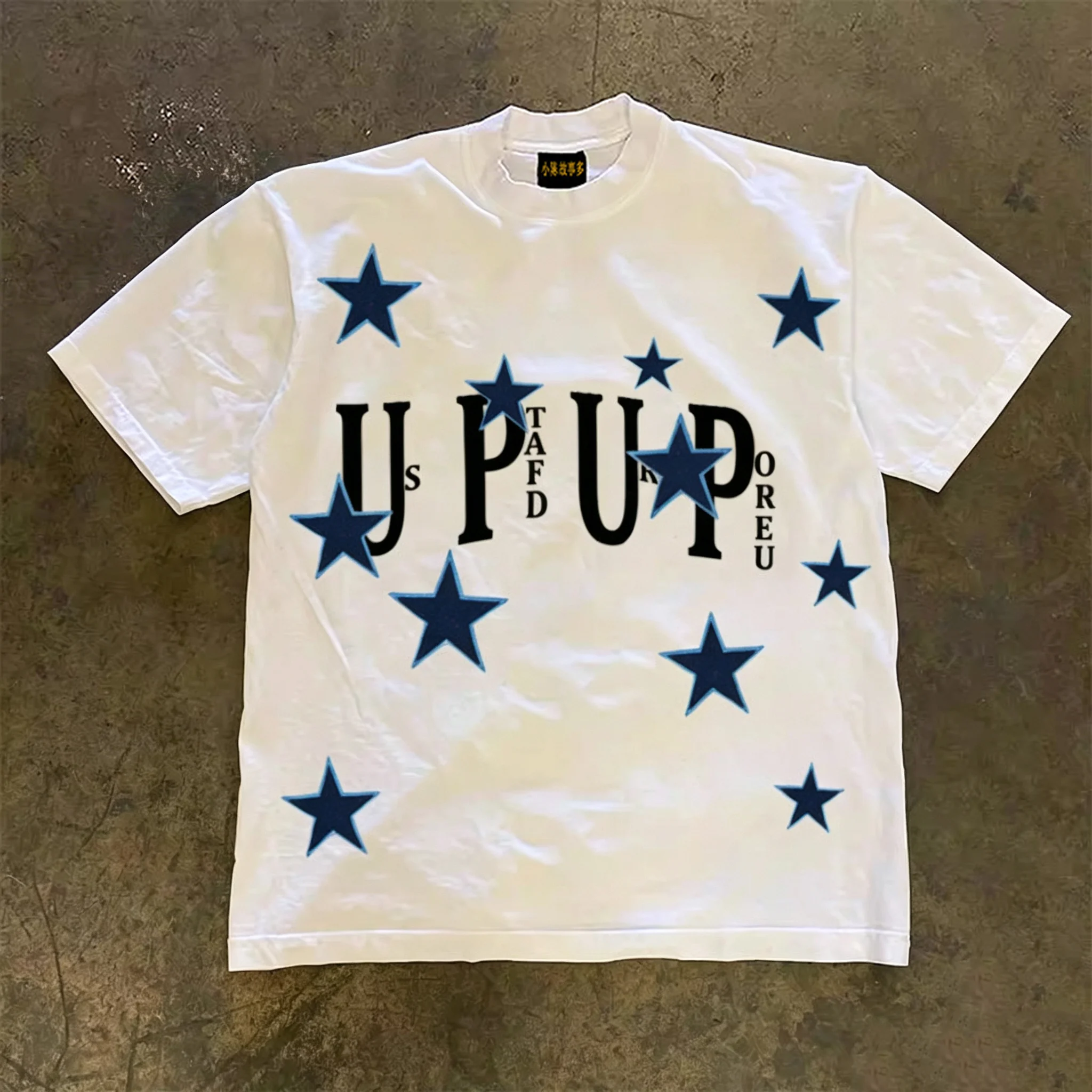 Double Thread Pure Cotton Short Sleeve T-Shirt Unisex Loose Fit American Retro Style Breathable Summer Top for Couples
