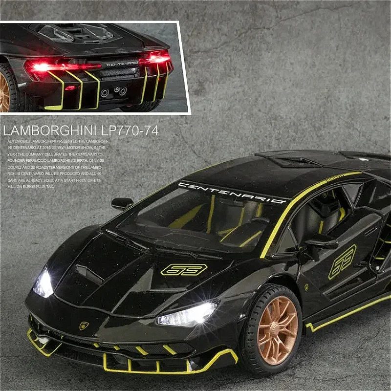 1:24 Lamborghini LP770-4 спортивный автомобиль, имитация литая металлическая модель автомобиля из сплава со звуком, фотосессия, коллекционная детская игрушка, подарок A468