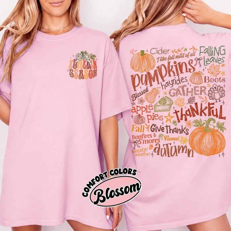 Autumn New Base Shirt Unisex Cotton T-shirtPumpkin Season Thanksgiving Tee, Thankful Tshirt, Friendsgiving Gift