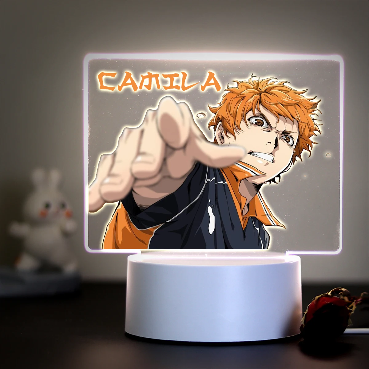 Hot Personalized Fashion Volleyball Anime Custom Name Arcylic Night Lights For Fans Children Birthday Gift Home Decoration